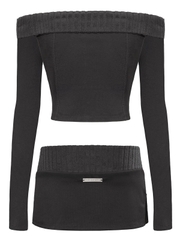 SISTERS Set áo váy phối gân len Rachel - Đen