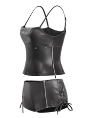 SISTERS Set áo hai dây quần mini short da Isism