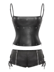 SISTERS Set áo hai dây quần mini short da Isism