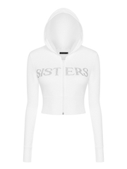 SISTERS Set áo khoác quần dài lưng lật ép đá Caspian - Trắng