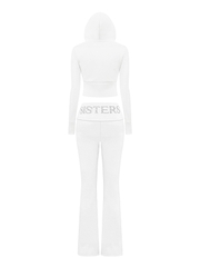 SISTERS Set áo khoác quần dài lưng lật ép đá Caspian - Trắng