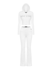 SISTERS Set áo khoác quần dài lưng lật ép đá Caspian - Trắng