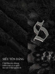 SISTERS Váy đầm body ren dài tay khoét ngực Babies