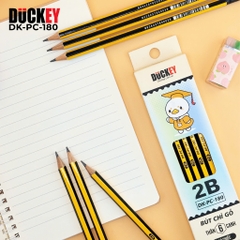 Bút chì gỗ sĩ tử Duckey 2B có tẩy, DK-PC-180