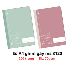 Vở kẻ ngang A4 Mc.ple 200 trang ghim gáy, định lượng 70gsm Maple 3120
