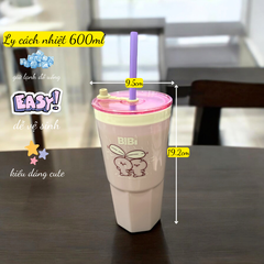 Ly nhựa cách nhiệt 600ml cao cấp bibi
