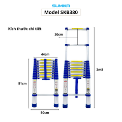 Thang rút nhôm Sumika SKB380, đai xanh, chiều cao 3.8m