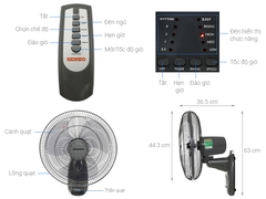 Quạt treo điều khiển từ xa TR1683/TR1628