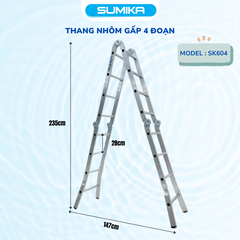 Thang nhôm xếp 4 đoạn SUMIKA SK604