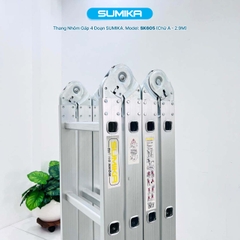 Thang nhôm gấp 4 đoạn SUMIKA SK605, chữ A cao 2.9m, chữ I cao 5.8m