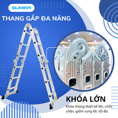 Thang nhôm gấp 4 đoạn Sumika SKM203, chữ A cao 1.7m, chữ I cao 3.58m