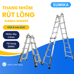 Thang nhôm chữ A rút lồng SUMIKA SKM405, chữ A cao nhất 2.5m