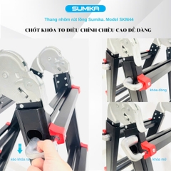 Thang nhôm rút lồng SUMIKA SKM44, chữ A cao nhất 2.0m, sơn tĩnh điện