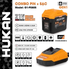Combo pin 20Cell 8.0 + sạc 1.5Ah Hukan (tặng thân khoan vít và vít)