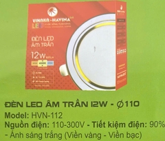 Đèn LED âm trần 12W- Ø110 - 3 chế độ (viền vàng)