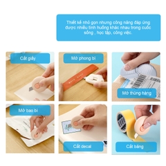 Dao rọc giấy mini kiêm móc chìa khóa nhiều hình dạng màu sắc Fasola DZ533