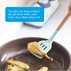 Dụng cụ nấu ăn Silicone cán gỗ sồi SH121