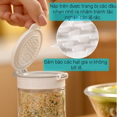 Hộp rắc gia vị 2 nắp, thân thủy tinh Fasola PS569