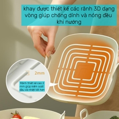 Khay Silicone hình chữ nhật màu Mint Fasola dành cho nồi chiên không dầu PS502