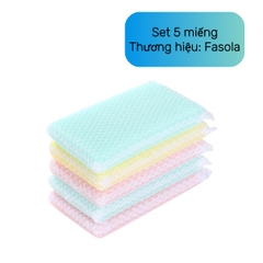 Set 5 miếng rửa chén bọc lưới Fasola JJ106