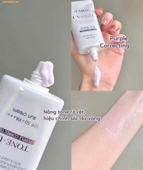 Kem chống nắng tím nâng tone d'Alba Waterfull Tone-Up Purple Correcting Set 2 Tuýp