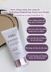 Kem chống nắng tím nâng tone d'Alba Waterfull Tone-Up Purple Correcting Set 2 Tuýp