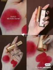 Son Gucci Rouge À Lèvres Satin Lipstick Màu 502 Eadie Scarlet Đỏ Lạnh - Fullbox