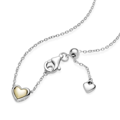 PANDORA Domed Golden Heart Collier Necklace (Sterling Silver, 14k Gold plated) - Dây chuyền/ cổ bạc 925, trái tim mạ vàng 14k - JEWELRY