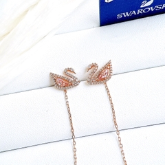 SWAROVSKI Dazzling Swan drop earrings (Pink, Rose gold-tone plated) - Khuyên tai thiên nga pha lê hồng - JEWELRY