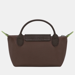 CHÍNH HÃNG - MINI SIZE - TÚI LONGCHAMP LE PLIAGE GREEN POUCH WITH HANDLE - MOCHA - Túi xách màu nâu sẫm