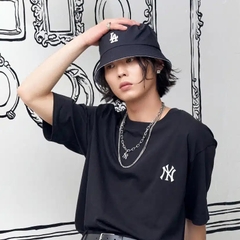 [SALE] Mũ MLB Monogram Reversible Bucket LA Yankees ‘Black Grey’  - Mũ hoạ tiết xám, đội được 2 mặt