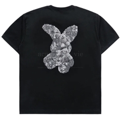 ÁO ADLV BEAR DOLL FUZZY RABBIT T-SHIRT BLACK - ÁO THUN CỔ TRÒN TAY LỠ, HÌNH THỎ, MÀU ĐEN
