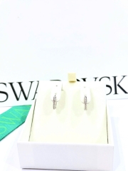 SWAROVSKI Matrix hoop earrings (Round cut, White, Rhodium plated) - Khuyên tai, vòng tròn đính pha lê - JEWERY