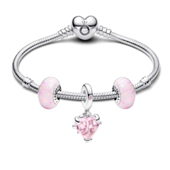 PANDORA SET HEART TREES PINK BRACELET (Silver Sterling, Lap-created Opal, Zircona) - Bộ Vòng 3 Charm - Chủ đề “Cây tình yêu trái tim hồng”