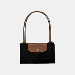 LAGRE SIZE - TÚI LONGCHAMP LE PLIAGE ORIGINAL TOTE BAG - BLACK - Túi xách màu đen, quai nắp nâu
