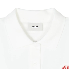 Áo MLB Polo Crop Heart NY Logo Shirt White