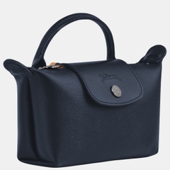 MINI SIZE - TÚI LONGCHAMP LE PLIAGE CITY POUCH WITH HANDLE - NAVY - Canvas - Túi xách màu xanh đen, chất da