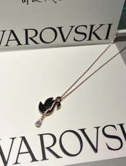 CHÍNH HÃNG - SWAROVSKI Swan pendant (Black, Rose gold-tone plated) - Dây cổ, chuyền thiên nga pha lê đen, giọt nước rơi - JEWELRY NECKLACE
