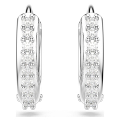 SWAROVSKI Matrix hoop earrings (Round cut, White, Rhodium plated) - Khuyên tai, vòng tròn đính pha lê - JEWERY