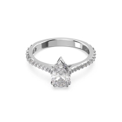 SWAROVSKI Stilla cocktail ring (Pear cut, Pavé, White, Rhodium plated) - RINGS - Nhẫn đính đá pha lê trắng - JEWELRY