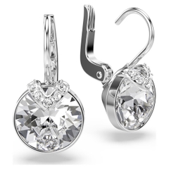 CHÍNH HÃNG - SWAROVSKI Bella V drop earrings (Round cut, White, Rhodium plated) - Khuyên tai, đính pha lê trắng - JEWERY