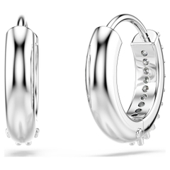 SWAROVSKI Matrix hoop earrings (Round cut, White, Rhodium plated) - Khuyên tai, vòng tròn đính pha lê - JEWERY