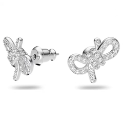 SWAROVSKI Lifelong Bow stud earrings (Bow, White, Rhodium plated) - Khuyên tai pha lê hình nơ trắng - JEWERY