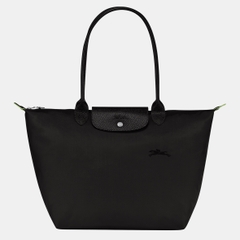 LARGE SIZE - TÚI LONGCHAMP LE PLIAGE NOIR GREEN L TOTE BAG - BLACK - Túi xách màu đen, quai nắp đen