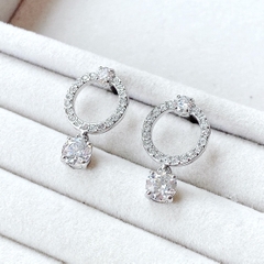 SWAROVSKI Constella hoop earrings (Round cut, White, Rhodium plated) - Khuyên tai pha lê trắng, vòng tròn - JEWELRY