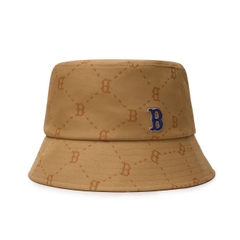 Mũ MLB Monogram Diamond B Boston Beige Brown Bucket Hat
