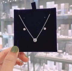 SWAROVSKI Stilla Attract (Round cut, White, Rhodium plated) - SET - EARRINGS - NECKLACE - Khuyên tai + dây cổ, pha lê trắng - JEWELRY