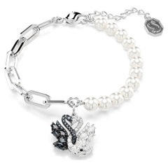 SWAROVSKI Swan bracelet (Crystal pearl, Black, Mixed metal) - Vòng, lắc tay cặp đôi thiên nga trắng và đen - JEWELRY BRACELET