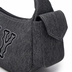 Túi MLB Basic Mega Logo Denim Cargo crossbody / shoulder Bag New York Yankees NY Grey - Túi xách, đeo vai, màu xám denim