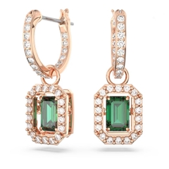 SWAROVSKI Millenia drop earrings (Octagon cut, Green, Rose gold-tone plated) - Khuyên tai đá pha lê xanh chuyển động - SWAROVSKI - JEWELRY